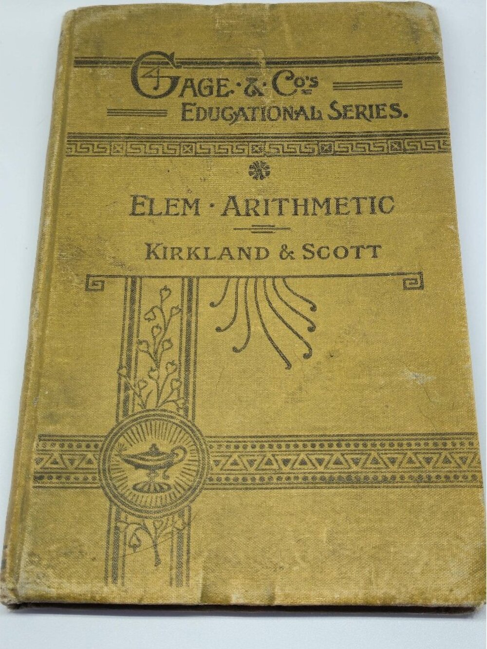 1895 Antique Math Book Elementary Arithmetic Kirkland & Scott Victorian Academia